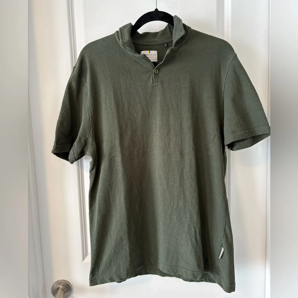 Larsson & Co Green Textured Resort Collar Polo Large - Picture 2 of 8